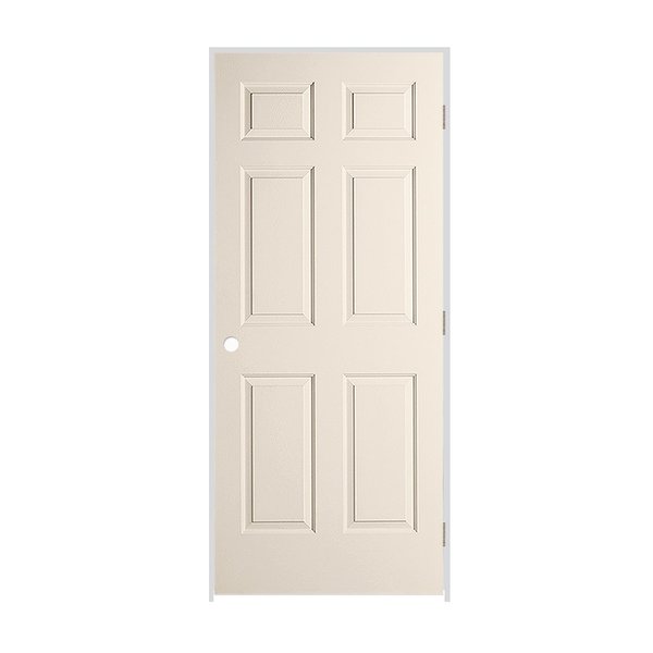 Codel Doors 34" x 80" x 1-3/8" Primed 6-Panel Colonist Molded Hollow Core 7-1/4" LH Prehung Door w/Stn Nckl Hngs 2168MHCCOLLH15714